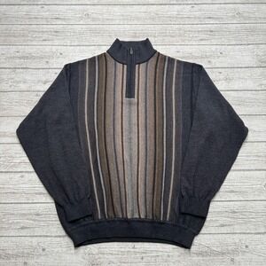 St. Croix Sweater Mens XL Brown Quarter Zip Ribbed Knit Pullover Cottagecore USA